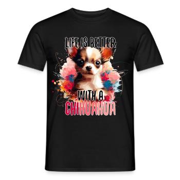 Chihuahua chiot mignon vie chien cadeau - T-shirt homme - noir - Devant - AI Model Male 178 light (178cm)