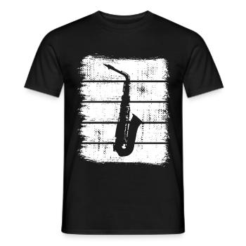 Croquis de saxophone - T-shirt homme - noir - Devant - AI Model Male 178 light (178cm)