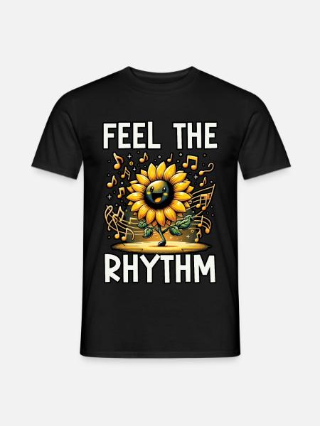 Feel the Rhythm Sonnenblume - Männer T-Shirt - Schwarz
