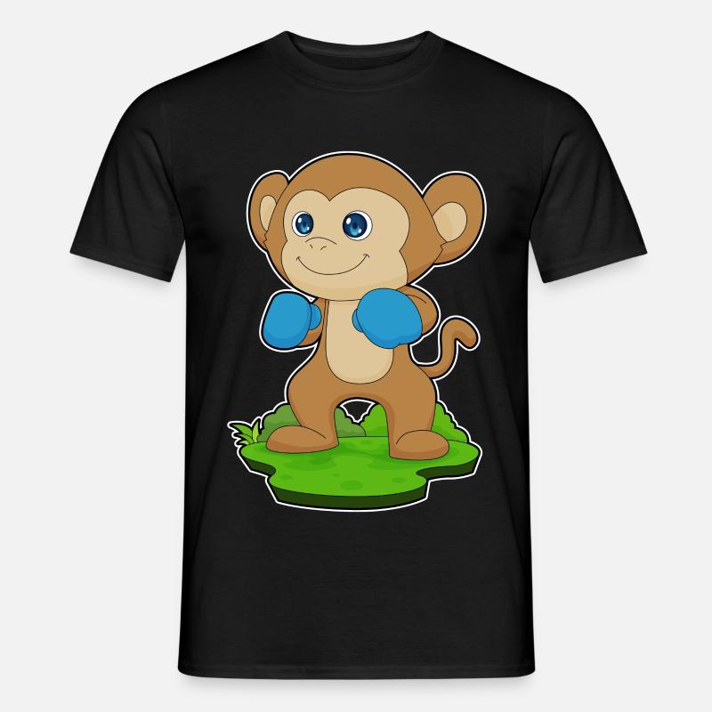 Affe Boxer Boxhandschuhe Boxen - Männer T-Shirt - Schwarz