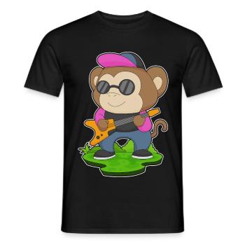 Affe Musiker Gitarre Musik - Männer T-Shirt - Schwarz - Vorne - AI Model Male 178 light (178cm)
