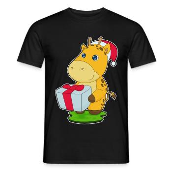 Forfait Noël girafe - T-shirt homme - noir - Devant - AI Model Male 178 light (178cm)