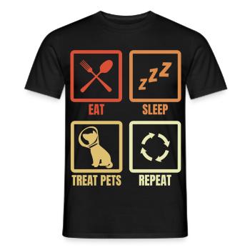 Manger Dormir Soigner les animaux - T-shirt homme - noir - Devant - AI Model Male 178 light (178cm)