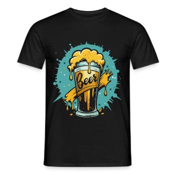 Foamy Beer Splash Grafik - Männer T-Shirt - Schwarz - Vorne - AI Model Male 178 light (178cm)