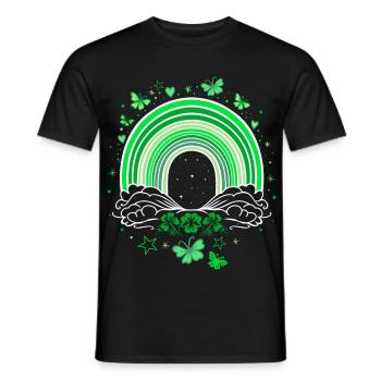 St Patrick's Day rainbow with butterflies - Men's T-Shirt - black - Front - AI Model Male 178 light (178cm)