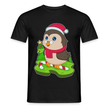 Hibou Noël Candy Cane - T-shirt homme - noir - Devant - AI Model Male 178 light (178cm)