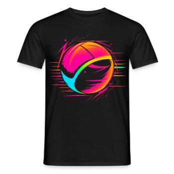 Ballon de volley-ball Retrowave Look - T-shirt homme - noir - Devant - AI Model Male 178 light (178cm)