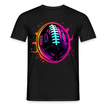 American Football Ball Steamwave - Men's T-Shirt - black - Front - AI Model Male 178 light (178cm)