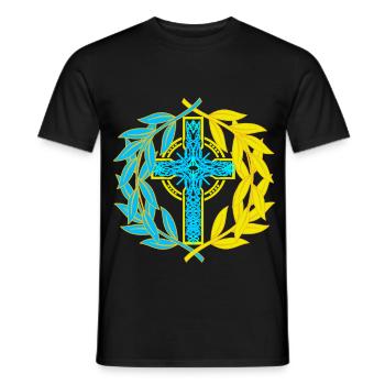 Crucifix croix croix couronne de laurier religion - T-shirt homme - noir - Devant - AI Model Male 178 light (178cm)