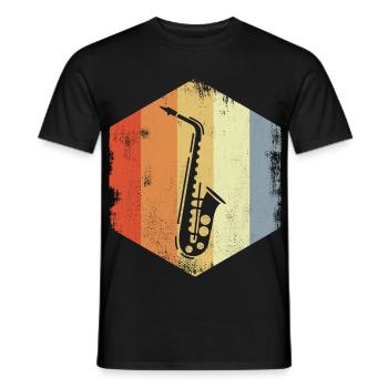 Vintage Saxophone Sketch - Men's T-Shirt - black - Front - AI Model Male 178 light (178cm)