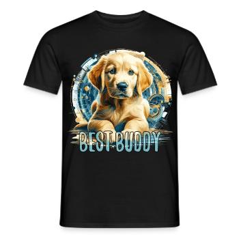 Golden Retriever Welpe süß Familienhund Geschenk - Männer T-Shirt - Schwarz - Vorne - AI Model Male 178 light (178cm)