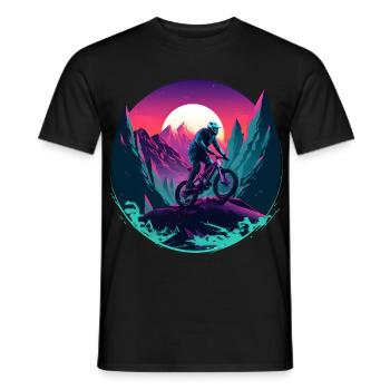 Mountain Biking Vaporwave - Men's T-Shirt - black - Front - AI Model Male 178 light (178cm)