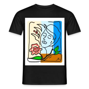 EC Woman I Flowers I GiftI Mother's Day I Women's Day - Men's T-Shirt - black - Front - AI Model Male 178 light (178cm)