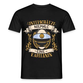 Kapitänin Segeln Boot Hobby Geschenk - Männer T-Shirt - Schwarz - Vorne - AI Model Male 178 light (178cm)