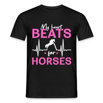 Mon cœur bat pour les chevaux - T-shirt homme - noir - Devant - AI Model Male 178 light (178cm)