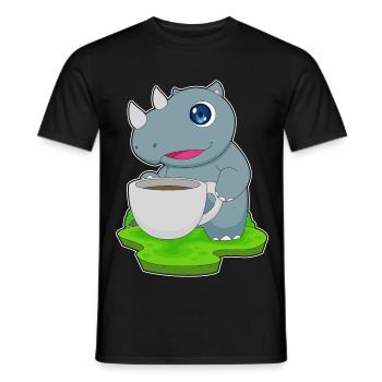 Nashorn Tasse Kaffee - Männer T-Shirt - Schwarz - Vorne - AI Model Male 178 light (178cm)