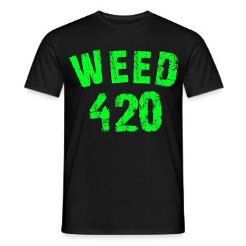 Iconic 420 Motif in Neon Green - Men's T-Shirt - black - Front - AI Model Male 178 light (178cm)