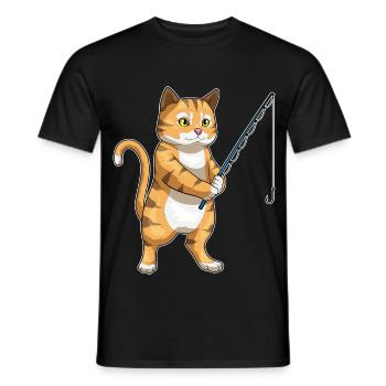 Cat Angler Fishing Rod Fishing Rod - Men's T-Shirt - black - Front - AI Model Male 178 light (178cm)