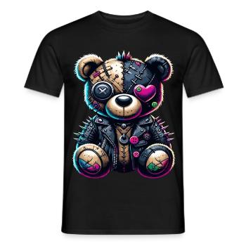 Punk Emo Plush Teddy Bear - Men's T-Shirt - black - Front - AI Model Male 178 light (178cm)