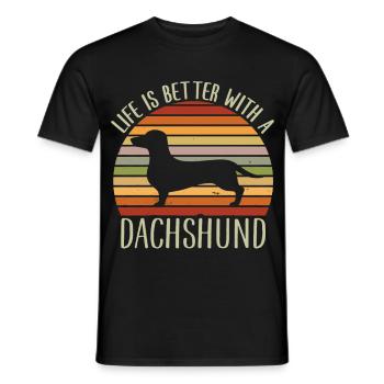La vie est meilleure avec un teckel - Teckel drôle - T-shirt homme - noir - Devant - AI Model Male 178 light (178cm)
