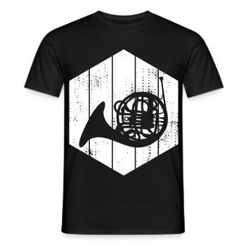 Sketch French horn - Men's T-Shirt - black - Front - AI Model Male 178 light (178cm)
