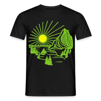 Paysage de vacances (vert) - T-shirt homme - noir - Devant - AI Model Male 178 light (178cm)