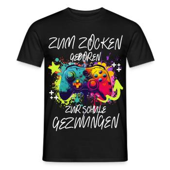 Farbenfroher Controller Gaming Print Pro Gamer - Männer T-Shirt - Schwarz - Vorne - AI Model Male 178 light (178cm)