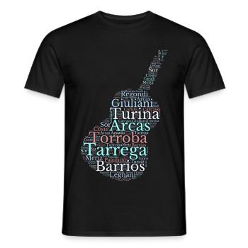 Komponisten für spanische klassische Gitarre - Männer T-Shirt - Schwarz - Vorne - AI Model Male 178 light (178cm)