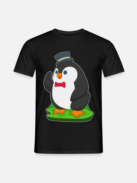 Penguin Groom Top Hat Wedding - Men's T-Shirt - black