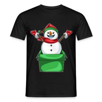 Boîte en carton de Noël Snowman - T-shirt homme - noir - Devant - AI Model Male 178 light (178cm)