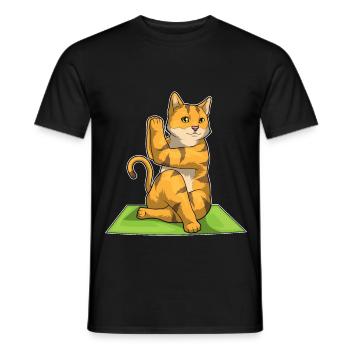 Gymnastique de fitness yoga pour chats - T-shirt homme - noir - Devant - AI Model Male 178 light (178cm)