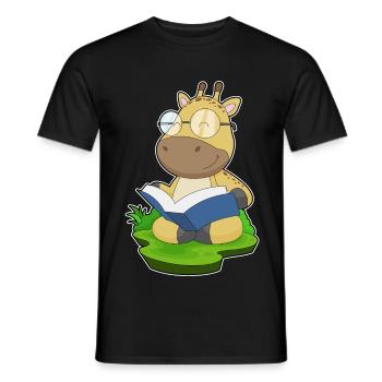 Giraffe Nerd Book Glasses - Men's T-Shirt - black - Front - AI Model Male 178 light (178cm)