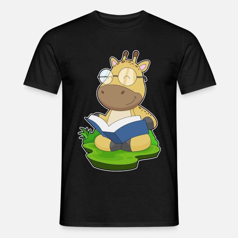 Giraffe Nerd Buch - Männer T-Shirt - Schwarz