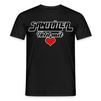 Sanitäter mit Herz: Klamotten für Helden! - Männer T-Shirt - Schwarz - Vorne - AI Model Male 178 light (178cm)