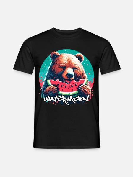 Watermelon Bear Yummy Gift - Men's T-Shirt - black