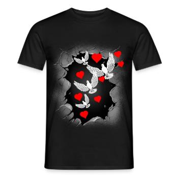 dove of peace peace heart world peace peace - Men's T-Shirt - black - Front - AI Model Male 178 light (178cm)
