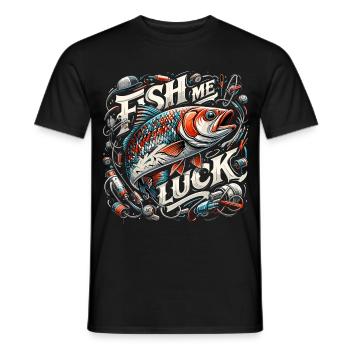 Fish Me Lucky Fishing Gift - Men's T-Shirt - black - Front - AI Model Male 178 light (178cm)