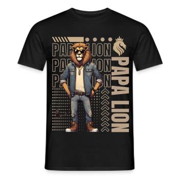 Papa Lion - Men's T-Shirt - black - Front - AI Model Male 178 light (178cm)