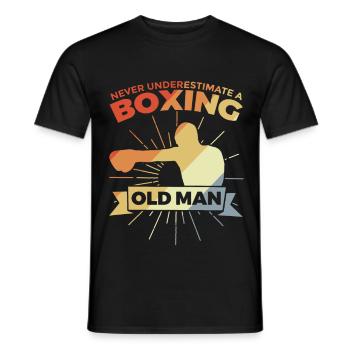 Never underestimate an old boxer - Men's T-Shirt - black - Front - AI Model Male 178 light (178cm)