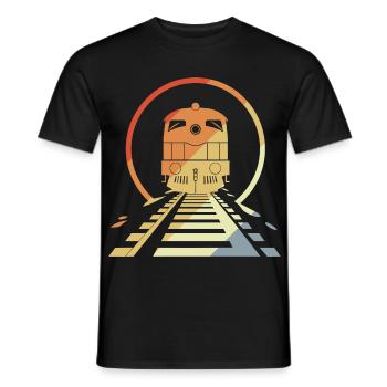 Chemin de fer rétro - T-shirt homme - noir - Devant - AI Model Male 178 light (178cm)