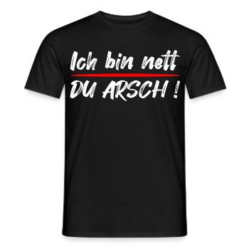 Ich bin nett, du Arsch – Lustiger Spruch - Männer T-Shirt - Schwarz - Vorne - AI Model Male 178 light (178cm)