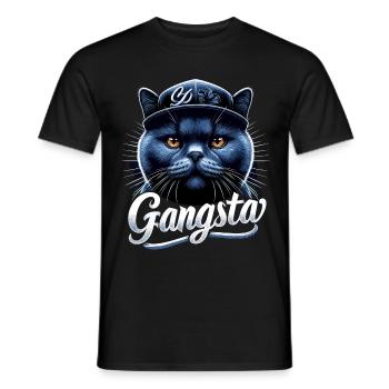 BKH Britisch Kurzhaar Blue Katze Gangsta Gangster - Männer T-Shirt - Schwarz - Vorne - AI Model Male 178 light (178cm)