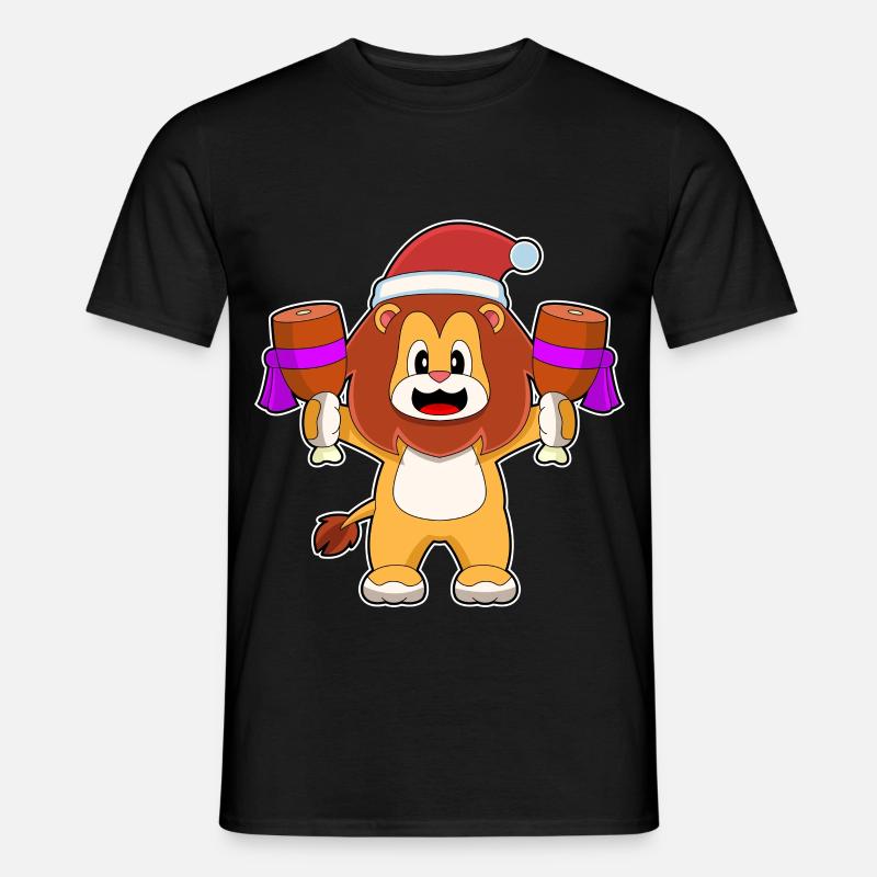 Löwe Weihnachten Fleisch - Männer T-Shirt - Schwarz