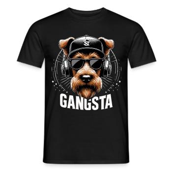 Irish Terrier Gangsta Gangster Hund Geschenk - Männer T-Shirt - Schwarz - Vorne - AI Model Male 178 light (178cm)