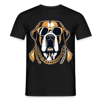 Bernhardiner Gangsta Gangster Hund Geschenk - Männer T-Shirt - Schwarz - Vorne - AI Model Male 178 light (178cm)