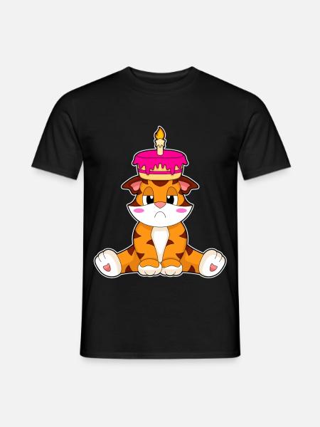 Tiger Birthday Cake - Men's T-Shirt - black