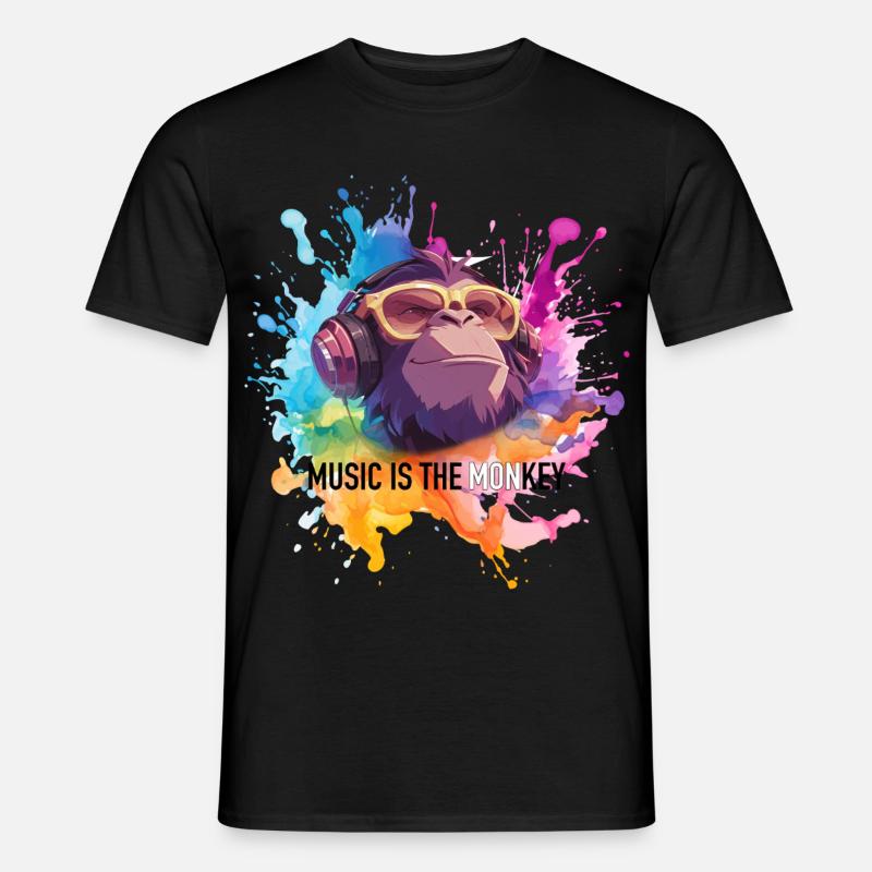 Musik ist der Monkey Wortwitz - Männer T-Shirt - Schwarz
