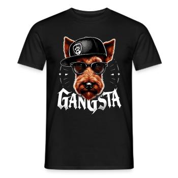 Irish Terrier Gangsta Gangster Hund Geschenk - Männer T-Shirt - Schwarz - Vorne - AI Model Male 178 light (178cm)