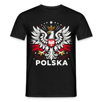 Poland Polska Polish coat of arms eagle flag gift - Men's T-Shirt - black - Front - AI Model Male 178 light (178cm)