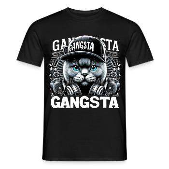 BKH Britisch Kurzhaar Blue Katze Gangsta Gangster - Männer T-Shirt - Schwarz - Vorne - AI Model Male 178 light (178cm)